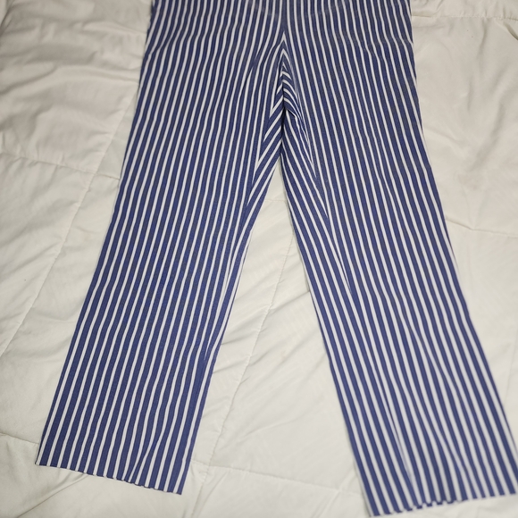 Rafaella Pants - Striped Blue And White Cropped Pants, Coastal Chic Preppy